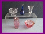 DOLLHOUSE 1:12 Details about   Miniature Philip Grenyer Cranberry Glass Candlesticks w/Candles