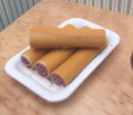 Tray of Swiss rolls