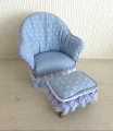  Blue chair & footstool