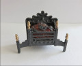 Lit fire basket black & gold