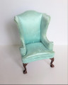 Blue satin armchair